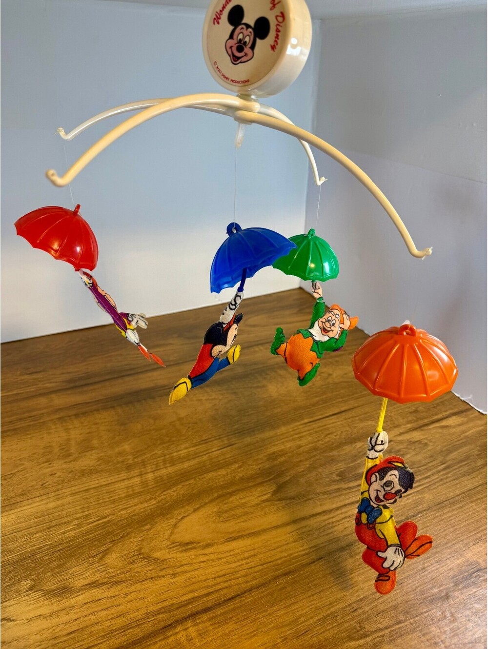 Vintage Walt Disney Wonderful World of Disney Crib Mobile Mickey Mouse Working